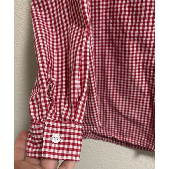 VTG Quizz Again Womens Sz M Stars Patchwork Red Check Button Up Embroidered Farm - Picture 5 of 9